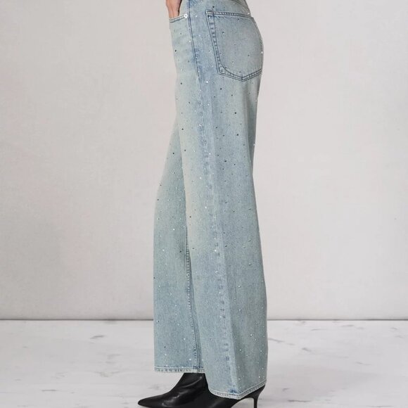 NWT Logan Bejeweled Wide-Leg Jean in Misty - Size 29 - Picture 6 of 10